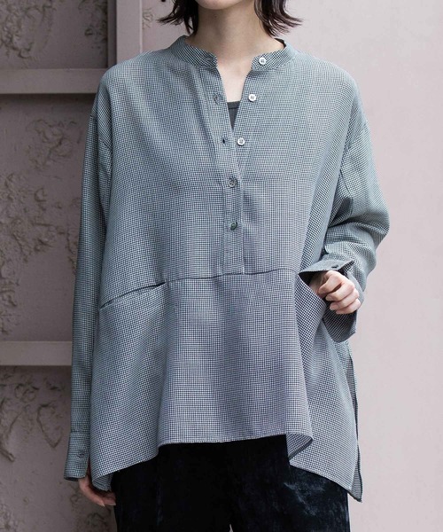 Munich（ミューニック）の「ウォッシャブルウールビエラプルオーバーシャツ（シャツ/ブラウス・レディース・ハウンドトゥース/チェック/アイボリー・FREE）」の3枚目の写真