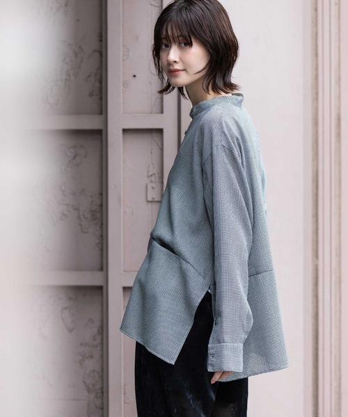 Munich（ミューニック）の「ウォッシャブルウールビエラプルオーバーシャツ（シャツ/ブラウス・レディース・ハウンドトゥース/チェック/アイボリー・FREE）」の6枚目の写真