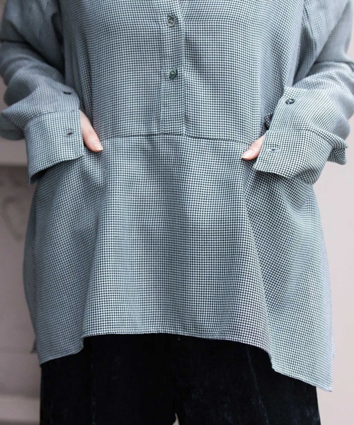 Munich（ミューニック）の「ウォッシャブルウールビエラプルオーバーシャツ（シャツ/ブラウス・レディース・ハウンドトゥース/チェック/アイボリー・FREE）」の13枚目の写真