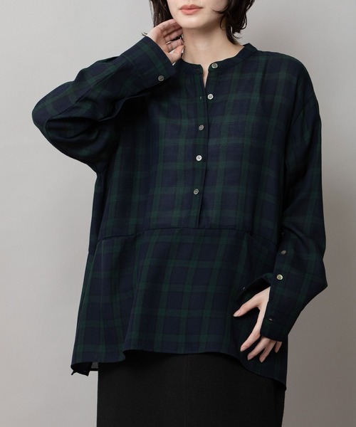 Munich（ミューニック）の「ウォッシャブルウールビエラプルオーバーシャツ（シャツ/ブラウス・レディース・ハウンドトゥース/チェック/アイボリー・FREE）」の17枚目の写真