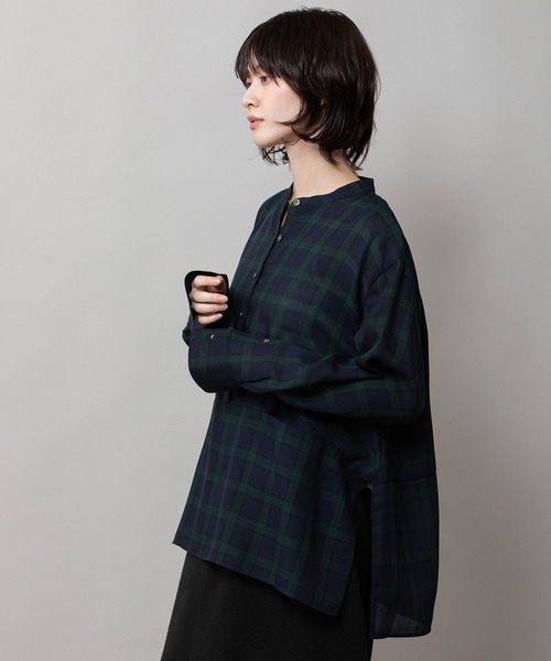 Munich（ミューニック）の「ウォッシャブルウールビエラプルオーバーシャツ（シャツ/ブラウス・レディース・ハウンドトゥース/チェック/アイボリー・FREE）」の18枚目の写真