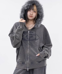 JOHN'S CLOSET（ジョンズクローゼット）の「【13】オーバルロゴ アップリケ フードファー フルジップパーカー（パーカー）」