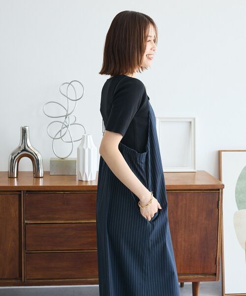 Green　Parks（グリーンパークス）の「Vネックキャミワンピース（ワンピース・レディース・グレー/ネイビー/ブラック・FREE）」の4枚目の写真