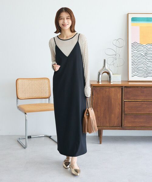 Green　Parks（グリーンパークス）の「Vネックキャミワンピース（ワンピース・レディース・グレー/ネイビー/ブラック・FREE）」の10枚目の写真