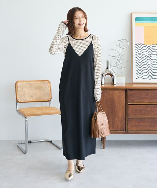 Green　Parks（グリーンパークス）の「Vネックキャミワンピース（ワンピース・レディース・グレー/ネイビー/ブラック・FREE）」の11枚目の写真