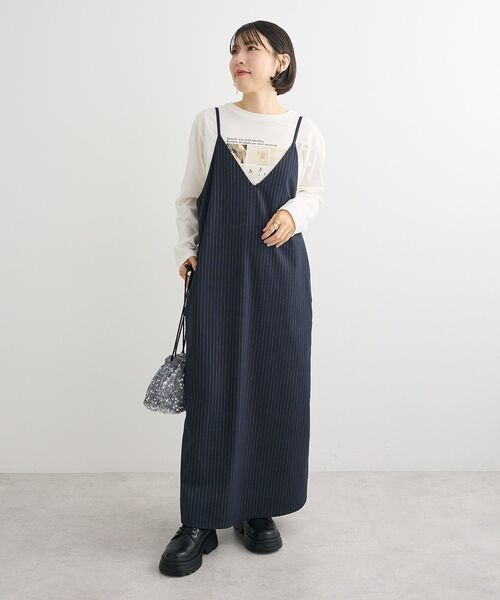 Green　Parks（グリーンパークス）の「Vネックキャミワンピース（ワンピース・レディース・グレー/ネイビー/ブラック・FREE）」の14枚目の写真