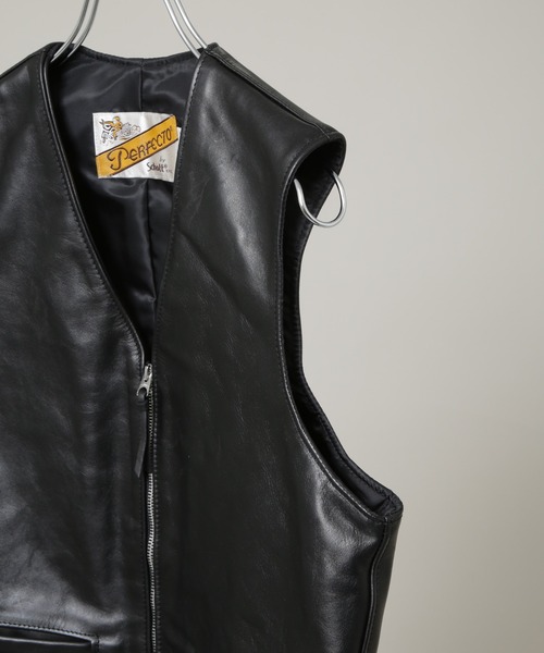 NANO universe（ナノユニバース）の「Schott/193V LEATHER VEST（ベスト・メンズ・ブラック・M/L）」の7枚目の写真