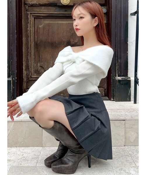 セール】【ZOZO限定】オフショルリボンニットトップス（ニット