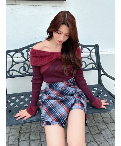 RESEXXY（リゼクシー）の「【ZOZO限定】オフショルリボンニットトップス（ニット/セーター・レディース・ラベンダー/アイボリー/レッド/ブラック・FREE）」の10枚目の写真