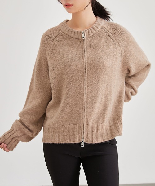 Lace Ladies(レースレディース)の「ウールライク ダブルジップ ラグラン ニット トップス(カーディガン/ボレロ・レディース・グレー/ブラック/アイボリー/ベージュ・FREE)」の14枚目の写真
