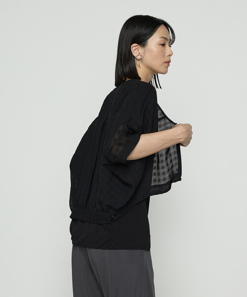 Gabardine K.T（ギャバジンケーティー）の「チェック柄カラミ ショートブルゾン（ブルゾン・レディース・ブラック/ダークブラウン・9号）」の15枚目の写真