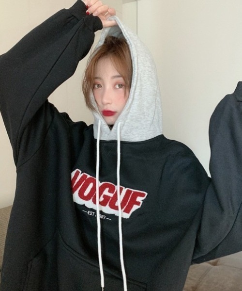 yuue' ( wear )(ユーイ)の「裏起毛オーバーサイズロゴパーカー/フーディー(パーカー・レディース・レッド/ブラック・FREE)」の10枚目の写真