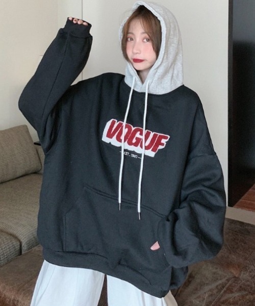 yuue' ( wear )(ユーイ)の「裏起毛オーバーサイズロゴパーカー/フーディー(パーカー・レディース・レッド/ブラック・FREE)」の9枚目の写真