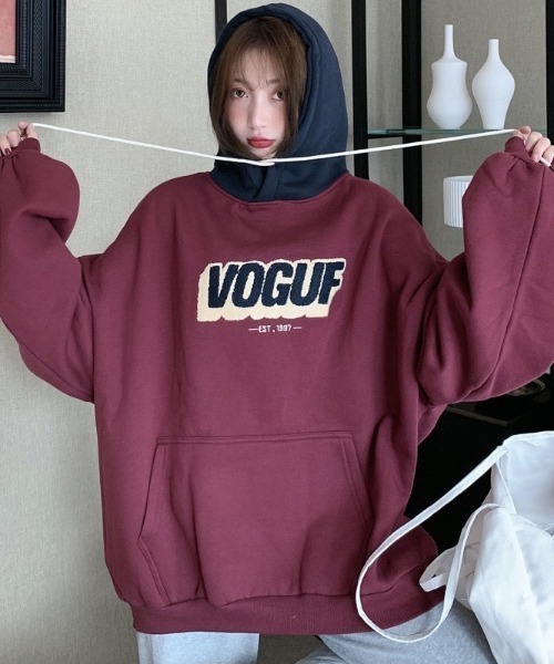 yuue' ( wear )(ユーイ)の「裏起毛オーバーサイズロゴパーカー/フーディー(パーカー・レディース・レッド/ブラック・FREE)」の18枚目の写真