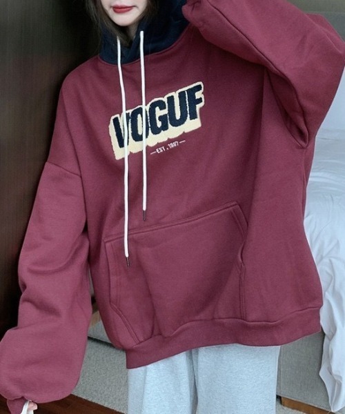 yuue' ( wear )(ユーイ)の「裏起毛オーバーサイズロゴパーカー/フーディー(パーカー・レディース・レッド/ブラック・FREE)」の15枚目の写真