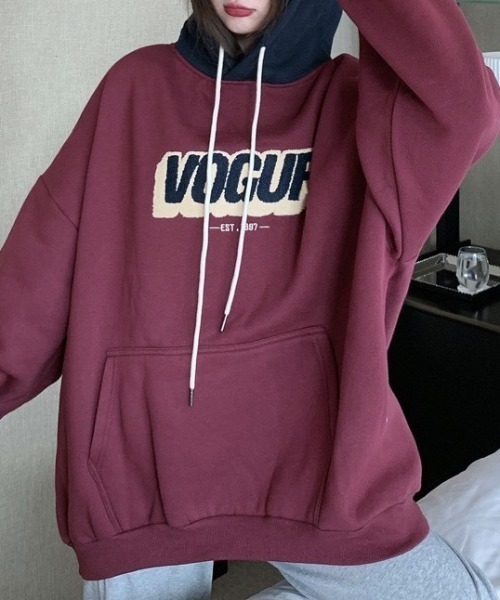 yuue' ( wear )(ユーイ)の「裏起毛オーバーサイズロゴパーカー/フーディー(パーカー・レディース・レッド/ブラック・FREE)」の19枚目の写真