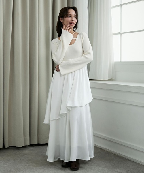 ニットドッキングティアードワンピース（ワンピース）｜Elishe