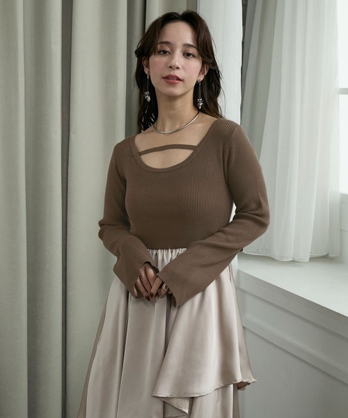Elishe(エリシェ)の「ニットドッキングティアードワンピース(ワンピース・レディース・ブラウン系/アイボリー系/ブラック系・1/0)」の18枚目の写真