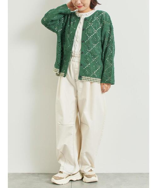 SM2（エスエムツー）の「クロシェ編み風カーディガン（カーディガン/ボレロ・レディース・オレンジ/グリーン/ブラック/クリーム・F）」の5枚目の写真