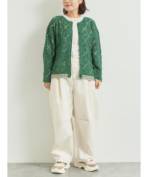 SM2（エスエムツー）の「クロシェ編み風カーディガン（カーディガン/ボレロ・レディース・オレンジ/グリーン/ブラック/クリーム・F）」の6枚目の写真