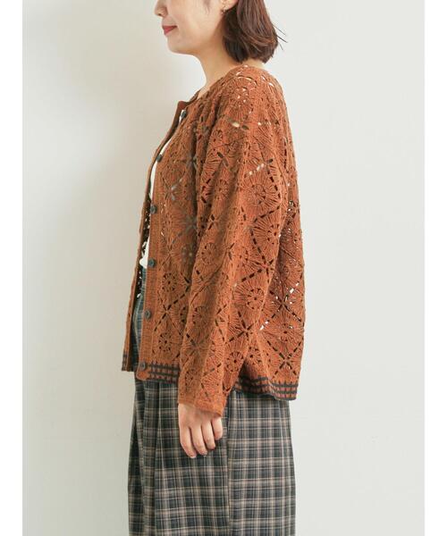 SM2（エスエムツー）の「クロシェ編み風カーディガン（カーディガン/ボレロ・レディース・オレンジ/グリーン/ブラック/クリーム・F）」の8枚目の写真