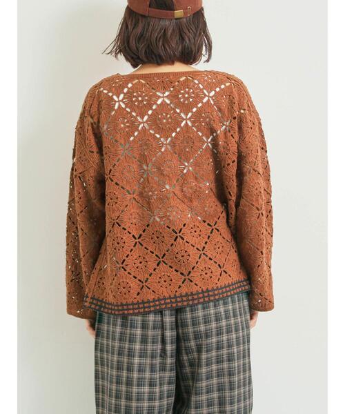 SM2（エスエムツー）の「クロシェ編み風カーディガン（カーディガン/ボレロ・レディース・オレンジ/グリーン/ブラック/クリーム・F）」の9枚目の写真