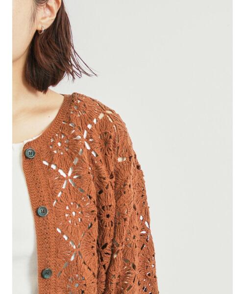 SM2（エスエムツー）の「クロシェ編み風カーディガン（カーディガン/ボレロ・レディース・オレンジ/グリーン/ブラック/クリーム・F）」の11枚目の写真