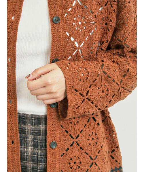 SM2（エスエムツー）の「クロシェ編み風カーディガン（カーディガン/ボレロ・レディース・オレンジ/グリーン/ブラック/クリーム・F）」の12枚目の写真