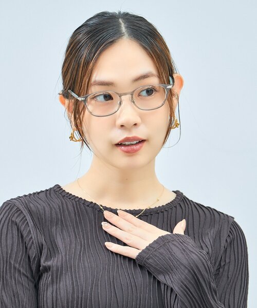 ウェリントン型 メガネ｜レザー調 ラバーテンプル ズレ落ち防止 眼鏡