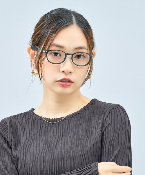 ウェリントン型 メガネ｜レザー調 ラバーテンプル ズレ落ち防止 眼鏡