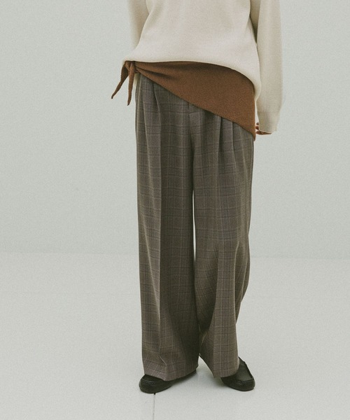 GLOBAL WORK(グローバルワーク)の「お手入れラクラクセットアップ/ワイドパンツ/587724(その他パンツ・レディース・グレー/ブラウン系その他6/ブラウン系その他/ブラック/ネイビー・MEDIUM/X-SMALL/SMALL/LARGE)」の3枚目の写真