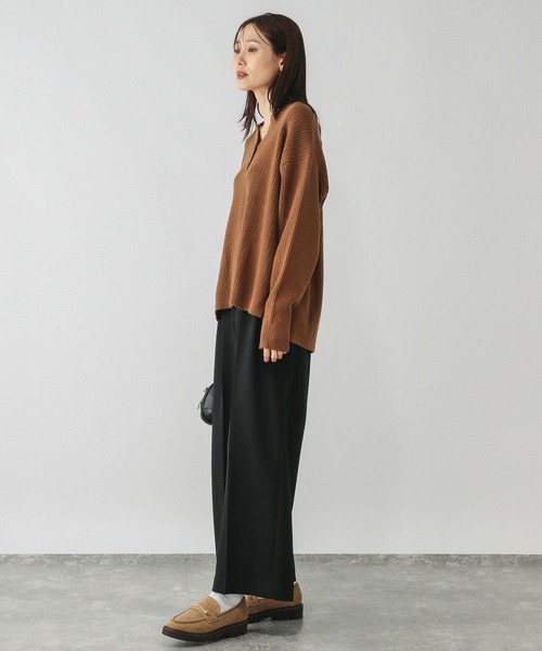 GLOBAL WORK(グローバルワーク)の「お手入れラクラクセットアップ/ワイドパンツ/587724(その他パンツ・レディース・グレー/ブラウン系その他6/ブラウン系その他/ブラック/ネイビー・MEDIUM/X-SMALL/SMALL/LARGE)」の17枚目の写真