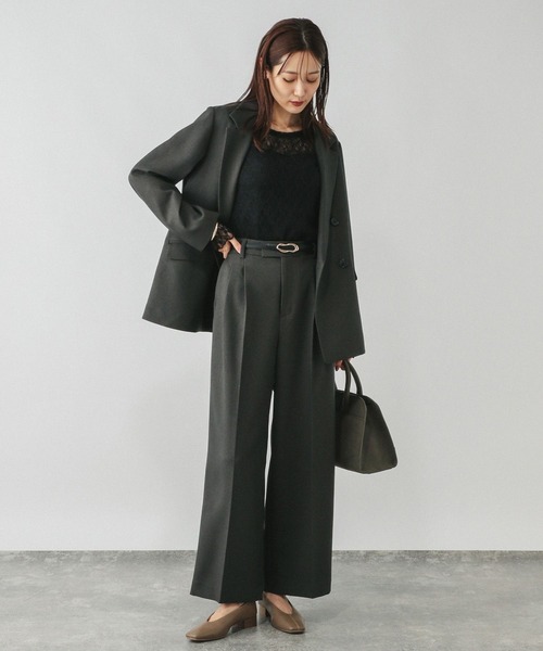 GLOBAL WORK(グローバルワーク)の「お手入れラクラクセットアップ/ワイドパンツ/587724(その他パンツ・レディース・グレー/ブラウン系その他6/ブラウン系その他/ブラック/ネイビー・MEDIUM/X-SMALL/SMALL/LARGE)」の21枚目の写真