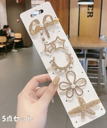 2点セット♬クリップ ヘアピン レディース ゴールド ヘアクリップ クリップピン ヘアピン」に該当するゴールド/金色系の
