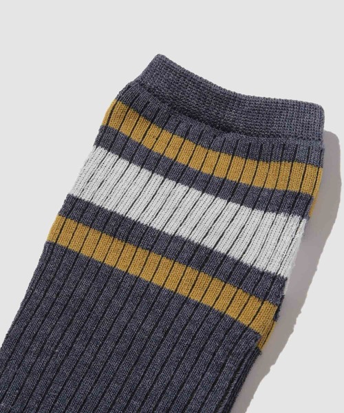 NAVY(ネイビー)の「NAVY【温活】MACHEAT クルー丈ラインソックス 2足組(ソックス/靴下・メンズ・グレー系その他/ブラック系その他・25-27CM)」の6枚目の写真