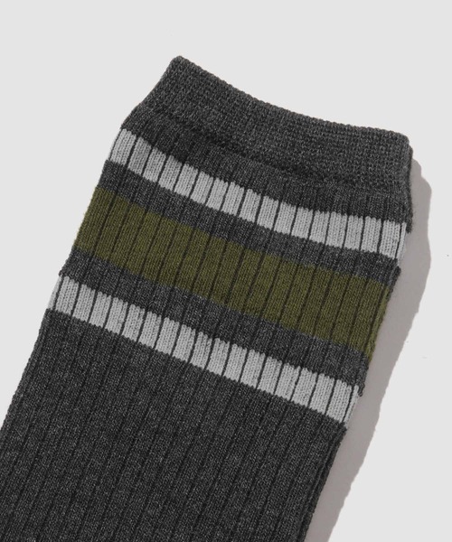NAVY(ネイビー)の「NAVY【温活】MACHEAT クルー丈ラインソックス 2足組(ソックス/靴下・メンズ・グレー系その他/ブラック系その他・25-27CM)」の8枚目の写真