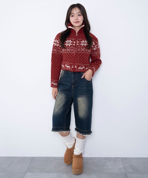 WEGO(ウィゴー)の「WEGO/ユキガラジップカーデ(カーディガン/ボレロ・レディース・レッド/ブルー/アイボリー・FREE)」の17枚目の写真