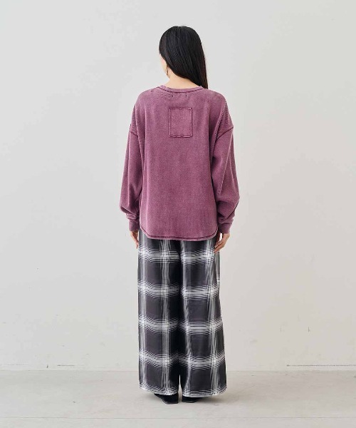 MEDE19F(メデジュウキュウ)の「MEDE19F ケミカル加工をほどこしたワッフルトップス(Tシャツ/カットソー・レディース・ブラック/パープル/グリーン・M/L/LL)」の9枚目の写真