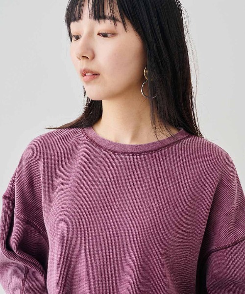 MEDE19F(メデジュウキュウ)の「MEDE19F ケミカル加工をほどこしたワッフルトップス(Tシャツ/カットソー・レディース・ブラック/パープル/グリーン・M/L/LL)」の10枚目の写真