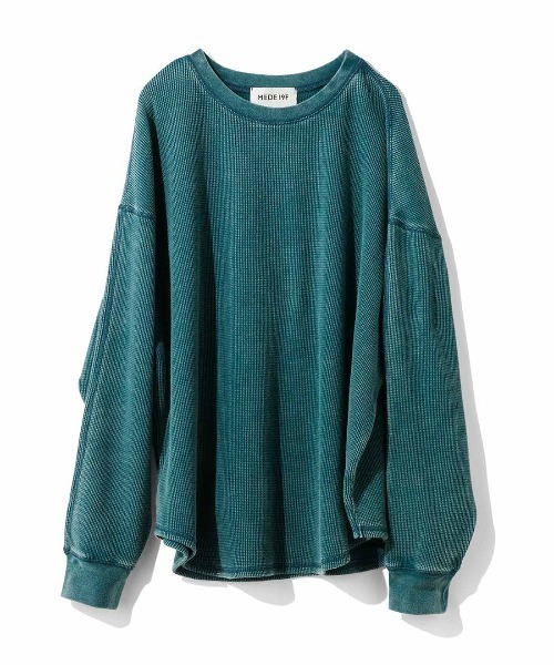MEDE19F(メデジュウキュウ)の「MEDE19F ケミカル加工をほどこしたワッフルトップス(Tシャツ/カットソー・レディース・ブラック/パープル/グリーン・M/L/LL)」の18枚目の写真