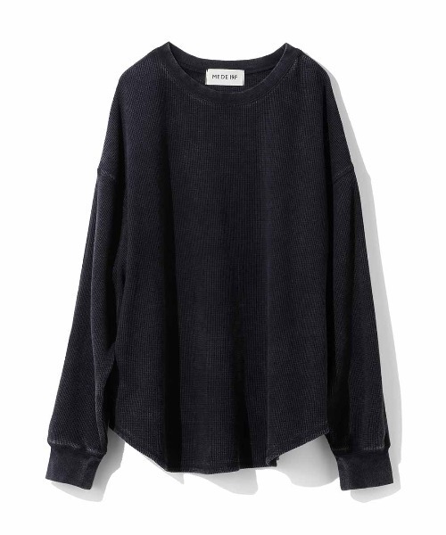 MEDE19F(メデジュウキュウ)の「MEDE19F ケミカル加工をほどこしたワッフルトップス(Tシャツ/カットソー・レディース・ブラック/パープル/グリーン・M/L/LL)」の19枚目の写真