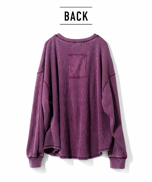 MEDE19F(メデジュウキュウ)の「MEDE19F ケミカル加工をほどこしたワッフルトップス(Tシャツ/カットソー・レディース・ブラック/パープル/グリーン・M/L/LL)」の20枚目の写真