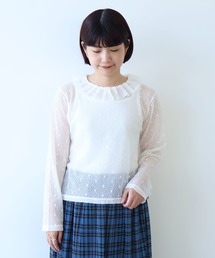 bulle de savon | △ラッセルドット タック衿プルオーバー(Tシャツ/カットソー)