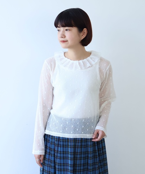 △ラッセルドット タック衿プルオーバー（Tシャツ/カットソー）｜bulle