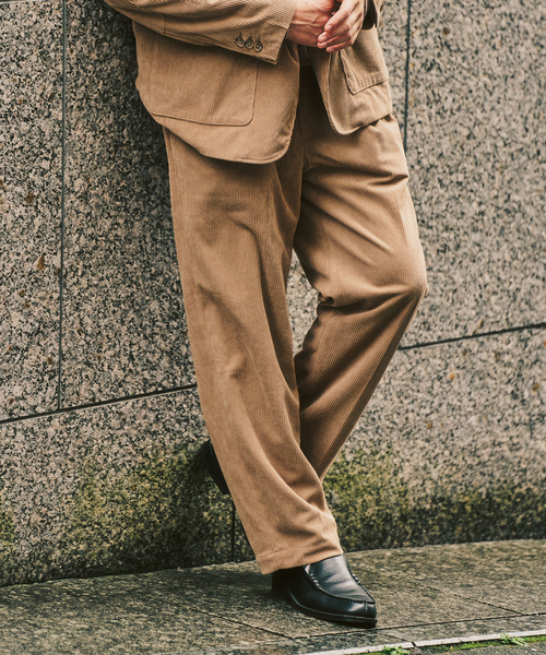 417 EDIFICE（フォーワンセブンエディフィス）の「P  コーデュロイ2タックパンツ "セットアップ着用可能"（その他パンツ・メンズ・ベージュ/ブラック/ホワイト系その他/チャコールグレー・LARGE/MEDIUM/SMALL）」の4枚目の写真