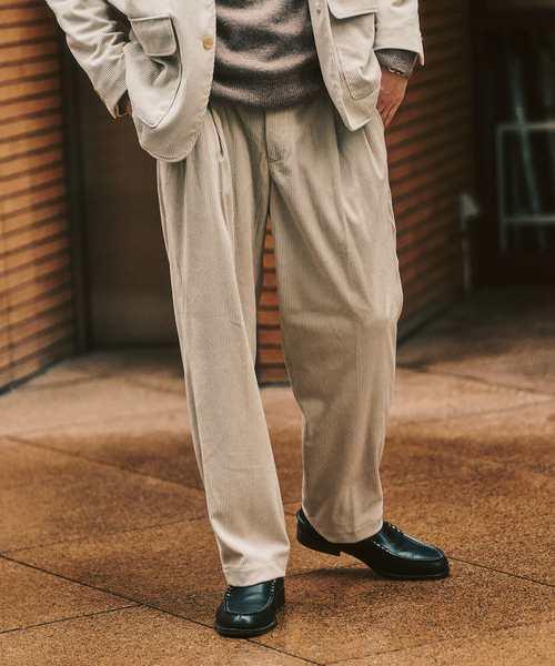 417 EDIFICE（フォーワンセブンエディフィス）の「P  コーデュロイ2タックパンツ "セットアップ着用可能"（その他パンツ・メンズ・ベージュ/ブラック/ホワイト系その他/チャコールグレー・LARGE/MEDIUM/SMALL）」の2枚目の写真