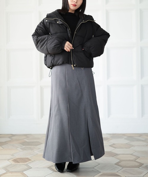 Ruwan yu(ルワンユー)の「アシンメトリーボタンデザインツイルロングスカート【大きいサイズ対応】(スカート・レディース・チャコール・4L/3L/LL/L)」の15枚目の写真