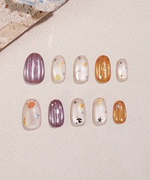 Anail（エーネイル）の「3D水光ネイルピンクグラデーションシルバードミラーラインオーバルネイルチップ③　秋ネイル（ネイルシール/ネイルチップ）」