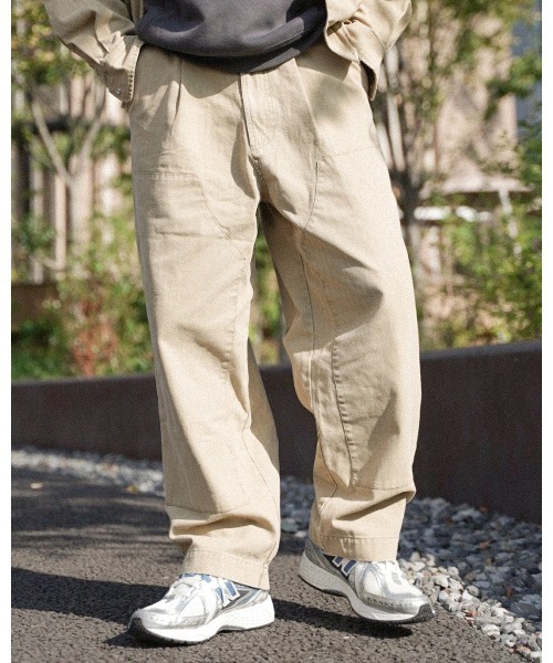 #Re:room(リルーム)の「ヴィンテージワッシュドカラータックワイドパンツ(デニムパンツ・メンズ・ブラック/ベージュ/カーキ・MEDIUM/SMALL/LARGE)」の1枚目の写真
