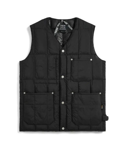 TAION(タイオン)の「TAION/タイオン/V NECK BUTTON DOWN VESTWORK V NECK BUTTON DOWN VEST(ダウンベスト・メンズ・ダークオリーブ/ブラック・M/L/XL)」の3枚目の写真